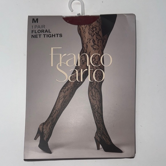 🔥Franco Sarto red Floral Net Tights Sz Medium New - Picture 1 of 5